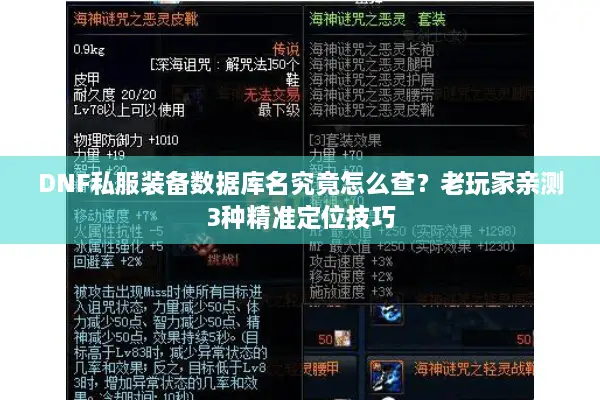 DNF私服装备数据库名究竟怎么查？老玩家亲测3种精准定位技巧