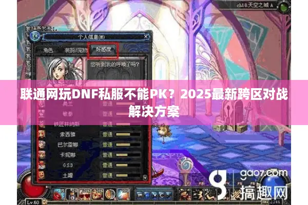 联通网玩DNF私服不能PK？2025最新跨区对战解决方案