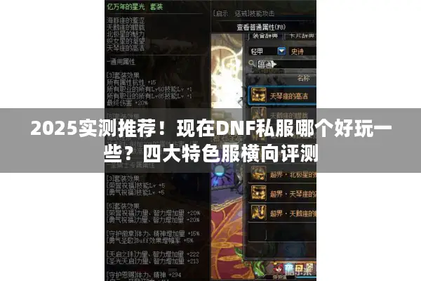 2025实测推荐！现在DNF私服哪个好玩一些？四大特色服横向评测