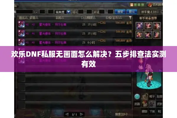 欢乐DNF私服无画面怎么解决？五步排查法实测有效