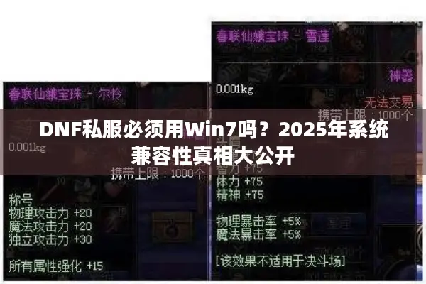 DNF私服必须用Win7吗？2025年系统兼容性真相大公开