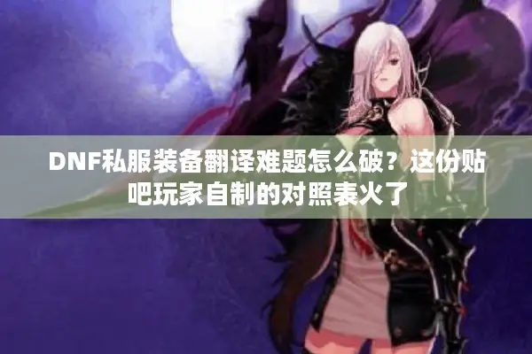 DNF私服装备翻译难题怎么破？这份贴吧玩家自制的对照表火了