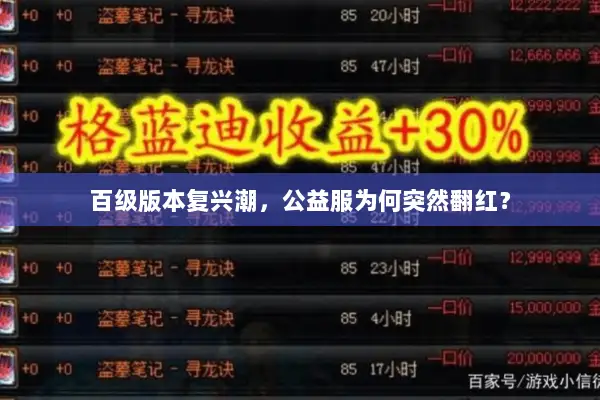 百级版本复兴潮，公益服为何突然翻红？