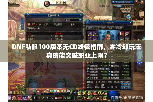 DNF私服100版本无CD终极指南，零冷却玩法真的能突破职业上限？