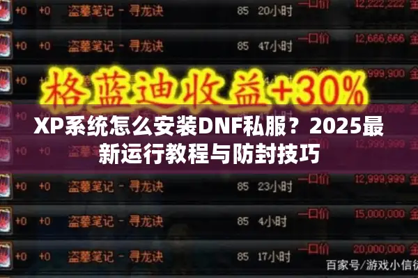 XP系统怎么安装DNF私服？2025最新运行教程与防封技巧