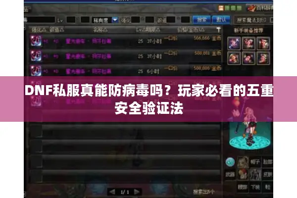 DNF私服真能防病毒吗？玩家必看的五重安全验证法
