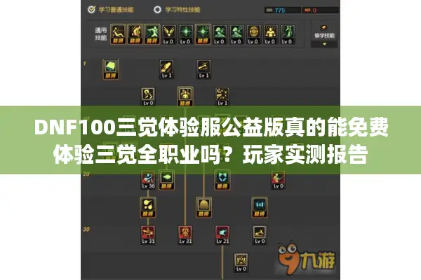 DNF100三觉体验服公益版真的能免费体验三觉全职业吗？玩家实测报告