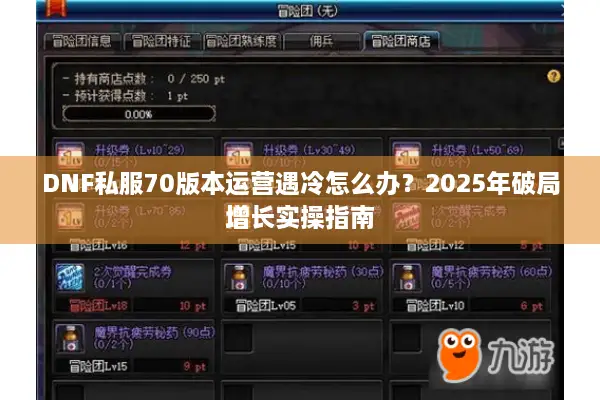 DNF私服70版本运营遇冷怎么办？2025年破局增长实操指南