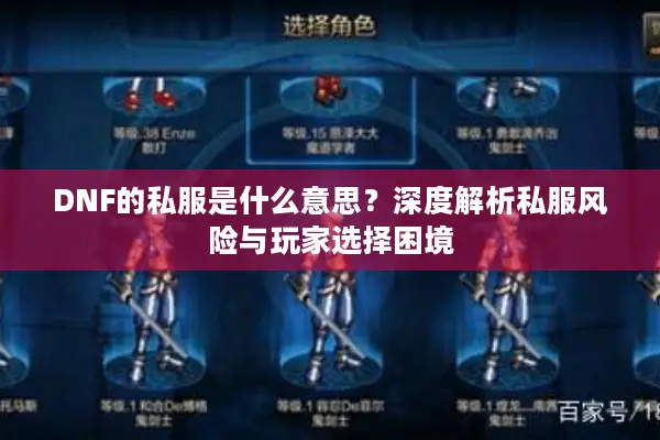 DNF的私服是什么意思？深度解析私服风险与玩家选择困境